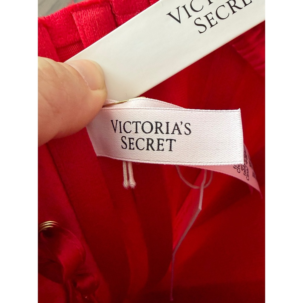 Victoria's Secret Classic Corset Top Red 100% Silk Lace Up XS NWT 11239121 Retro - Picture 5 of 6